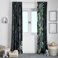Pauliuli Hawai'i Hibiscus Window Curtain Polynesian Tribal Tattoo Pattern Floral Elements