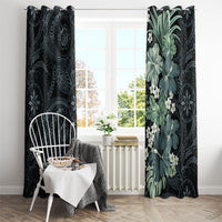 Pauliuli Hawai'i Hibiscus Window Curtain Polynesian Tribal Tattoo Pattern Floral Elements
