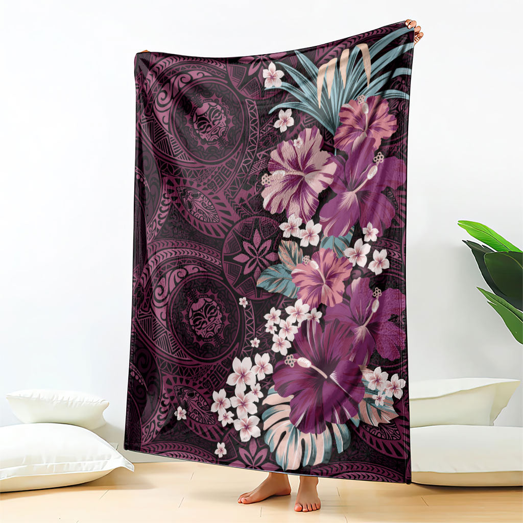 Poni Mama Hawai'i Hibiscus Blanket Polynesian Tribal Tattoo Pattern Floral Elements