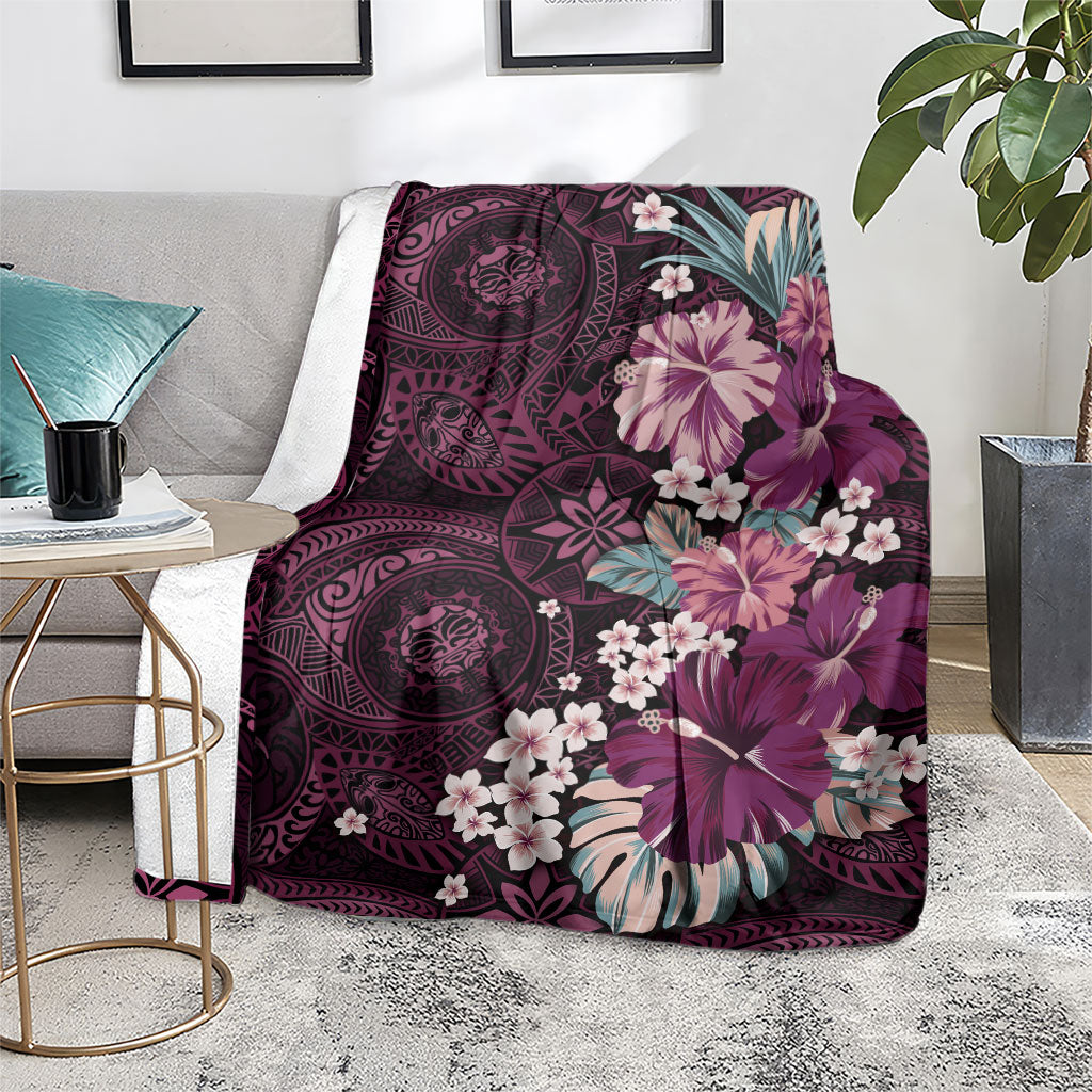 Poni Mama Hawai'i Hibiscus Blanket Polynesian Tribal Tattoo Pattern Floral Elements
