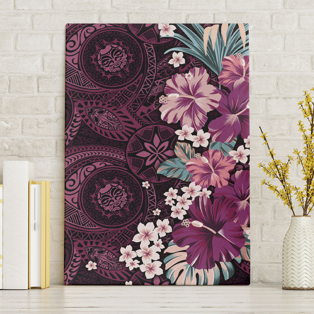 Poni Mama Hawai'i Hibiscus Canvas Wall Art Polynesian Tribal Tattoo Pattern Floral Elements LT9 Without Frame Pink - Polynesian Pride