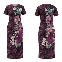 Poni Mama Hawai'i Hibiscus Couples Matching Short Sleeve Bodycon Dress and Hawaiian Shirt Polynesian Tribal Tattoo Pattern Floral Elements LT9 - Polynesian Pride