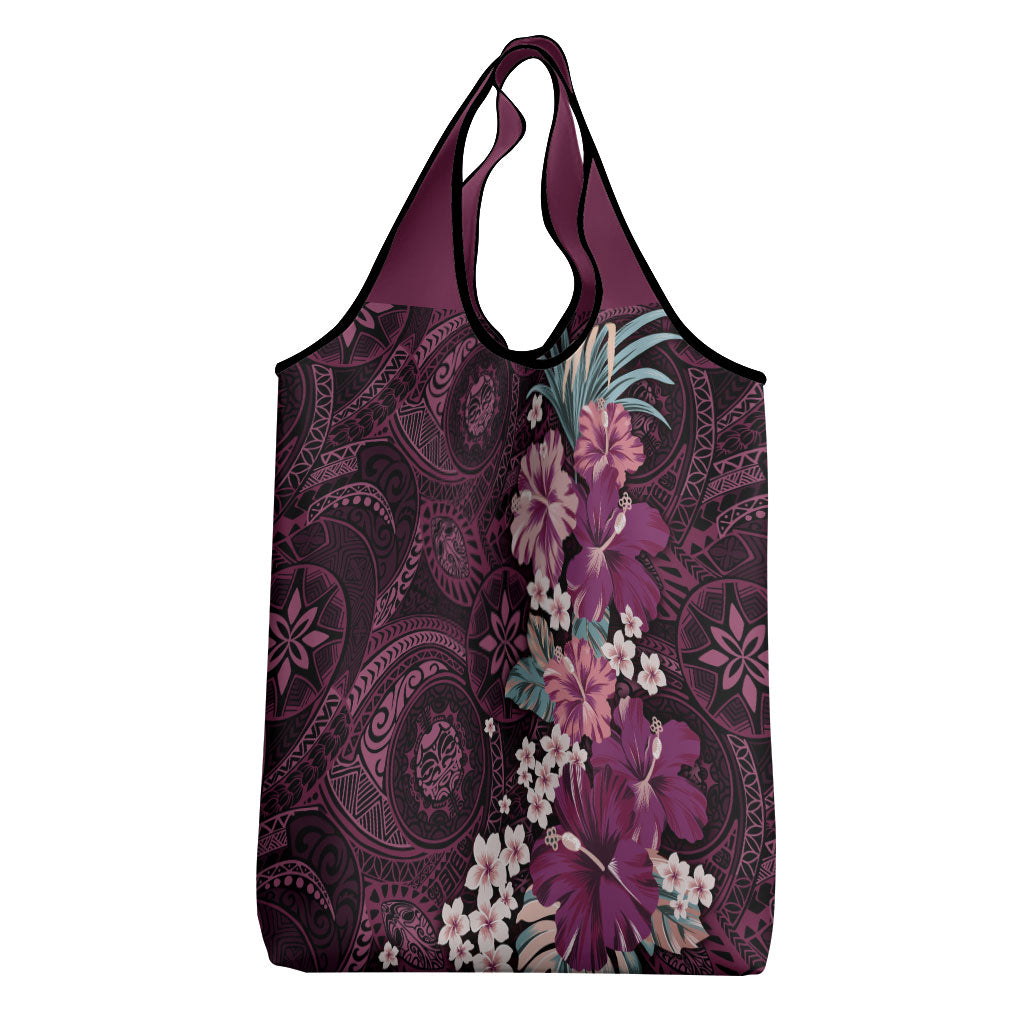 Poni Mama Hawai'i Hibiscus Grocery Bag Polynesian Tribal Tattoo Pattern Floral Elements LT9 - Polynesian Pride
