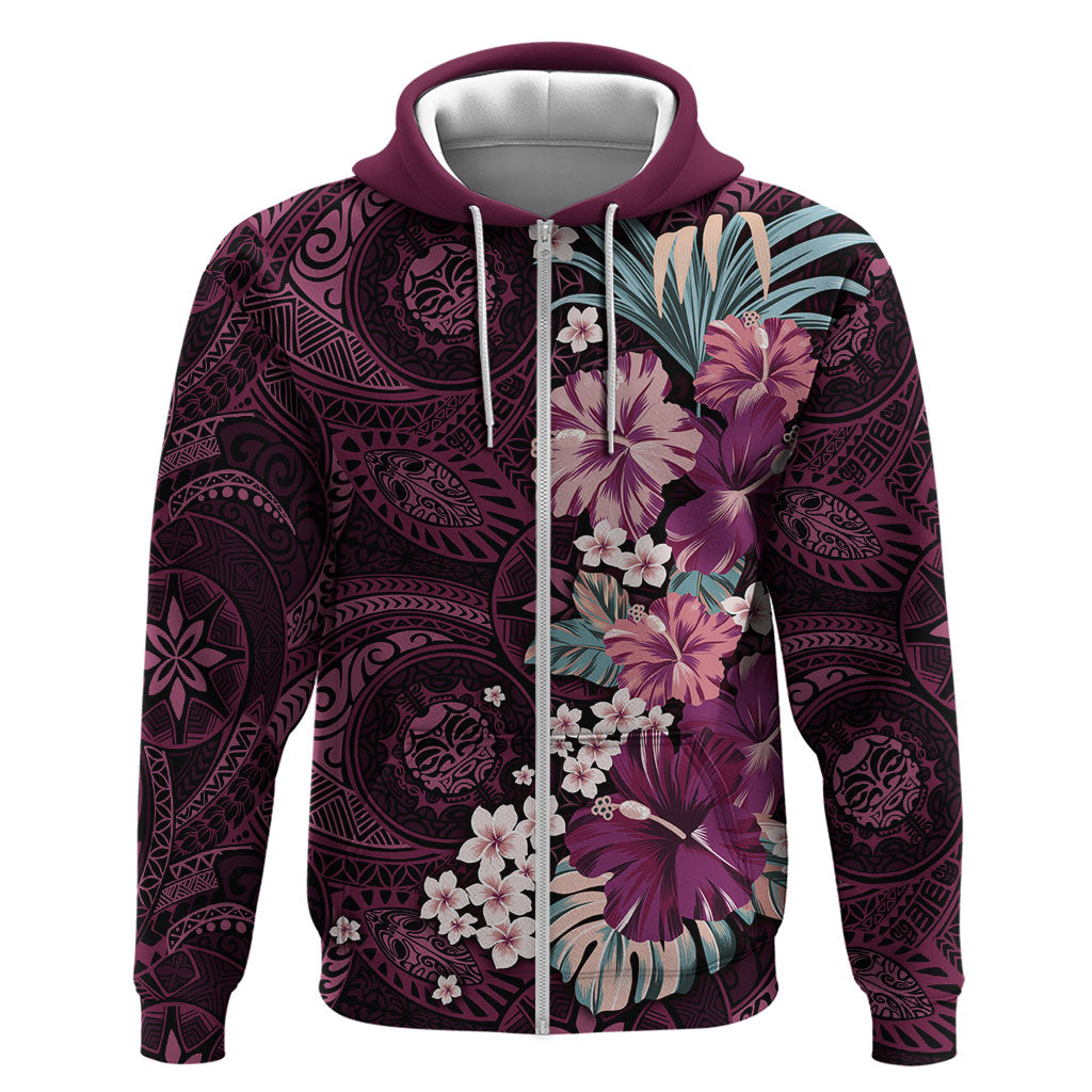 Poni Mama Hawai'i Hibiscus Hoodie Polynesian Tribal Tattoo Pattern Floral Elements