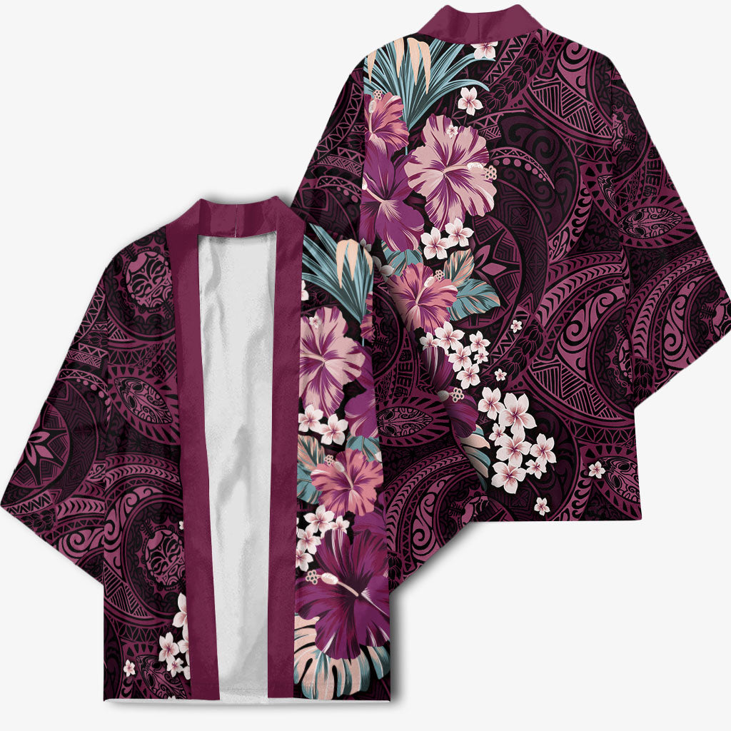 Poni Mama Hawai'i Hibiscus Kimono Polynesian Tribal Tattoo Pattern Floral Elements