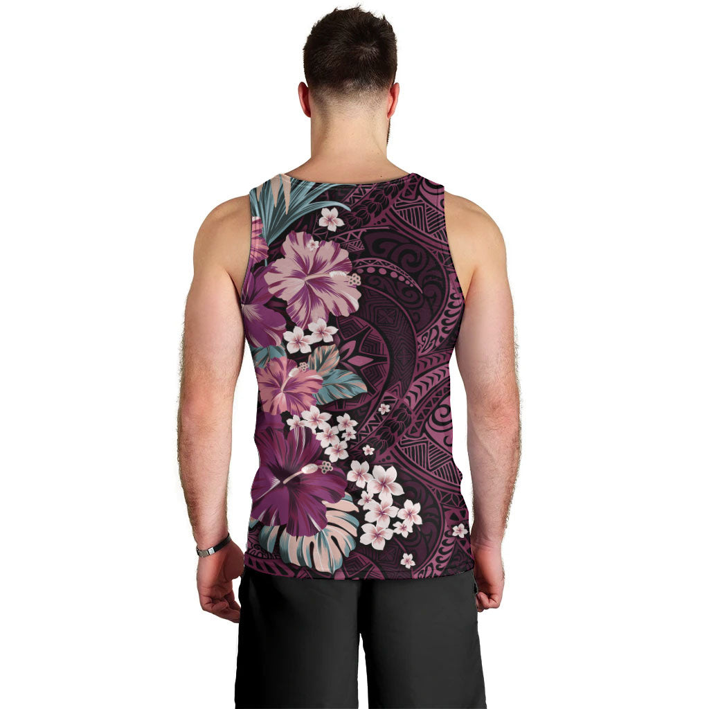 Poni Mama Hawai'i Hibiscus Men Tank Top Polynesian Tribal Tattoo Pattern Floral Elements
