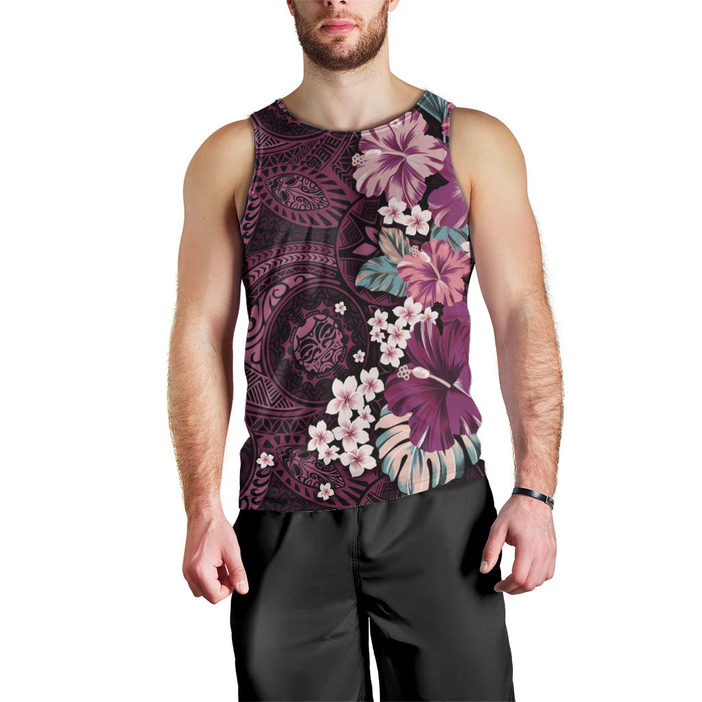 Poni Mama Hawai'i Hibiscus Men Tank Top Polynesian Tribal Tattoo Pattern Floral Elements