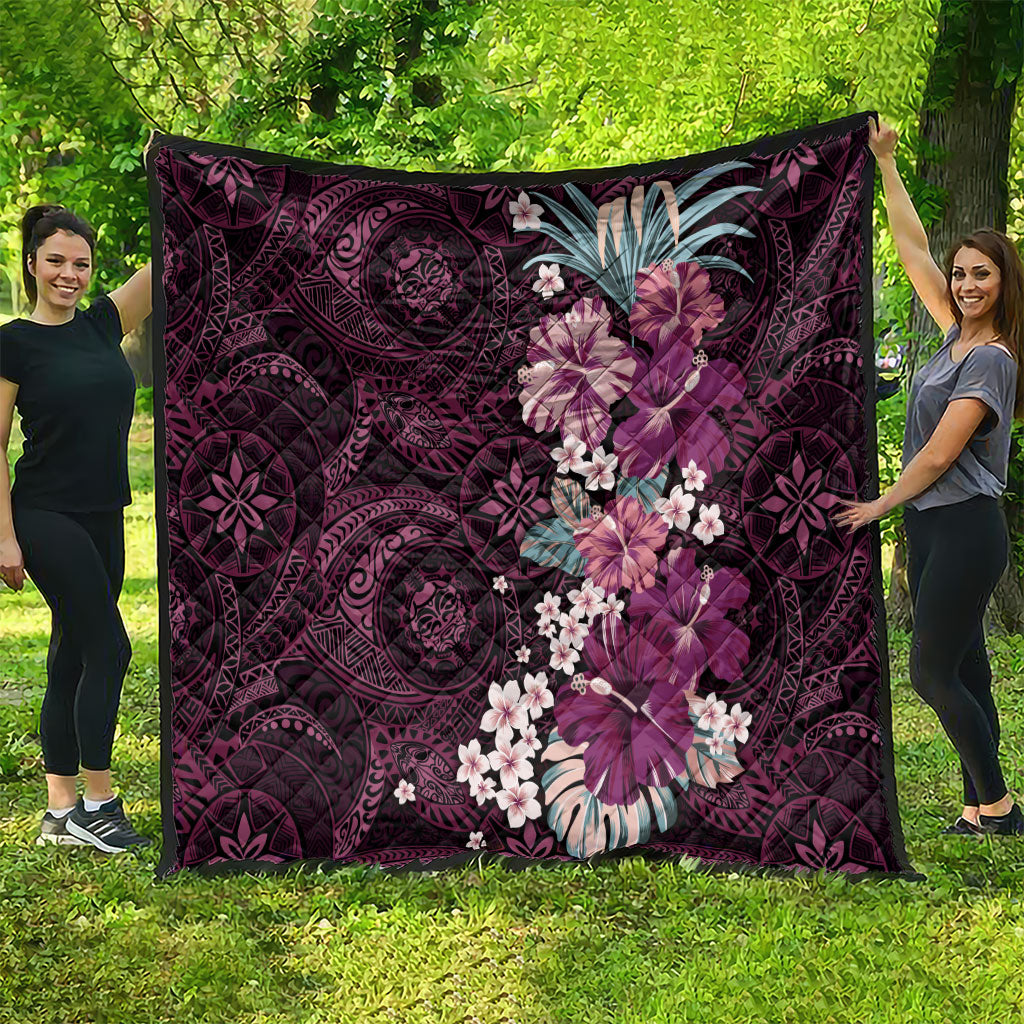 Poni Mama Hawai'i Hibiscus Quilt Polynesian Tribal Tattoo Pattern Floral Elements