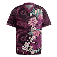 Poni Mama Hawai'i Hibiscus Rugby Jersey Polynesian Tribal Tattoo Pattern Floral Elements