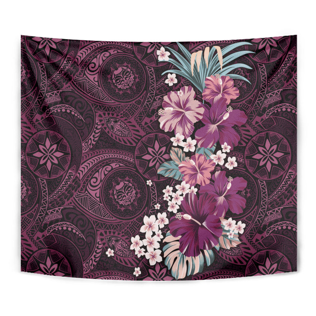 Poni Mama Hawai'i Hibiscus Tapestry Polynesian Tribal Tattoo Pattern Floral Elements