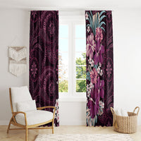 Poni Mama Hawai'i Hibiscus Window Curtain Polynesian Tribal Tattoo Pattern Floral Elements