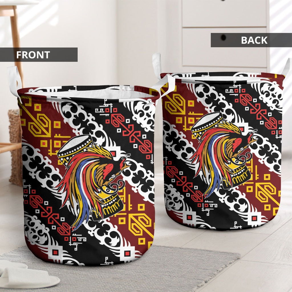 Papua New Guinea Bird Drum Laundry Basket Papuan Batik Motif