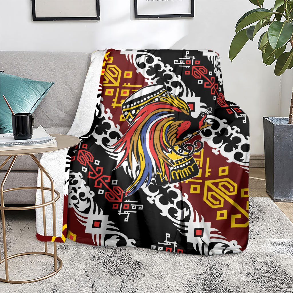 Papua New Guinea Bird Drum Blanket Papuan Batik Motif