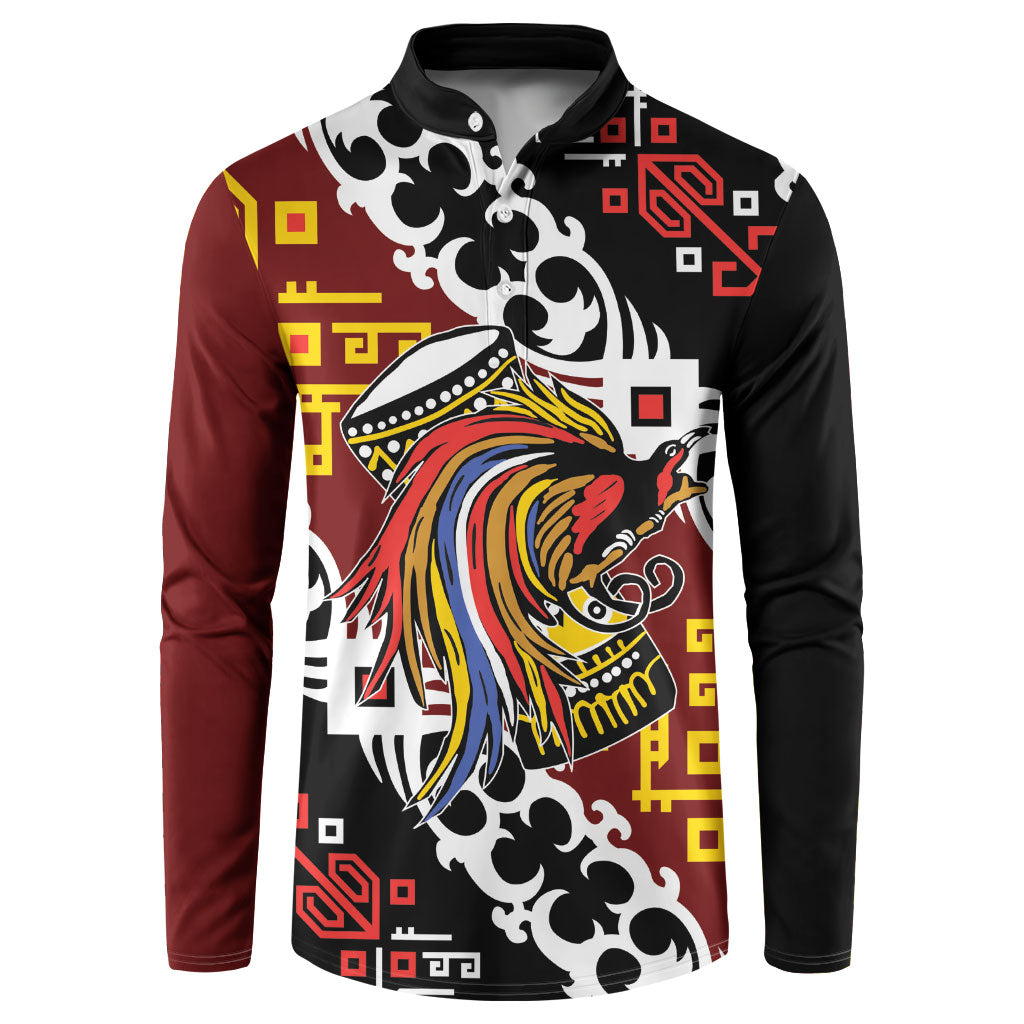 Personalised Papua New Guinea Bird Drum Button Sweatshirt Papuan Batik Motif