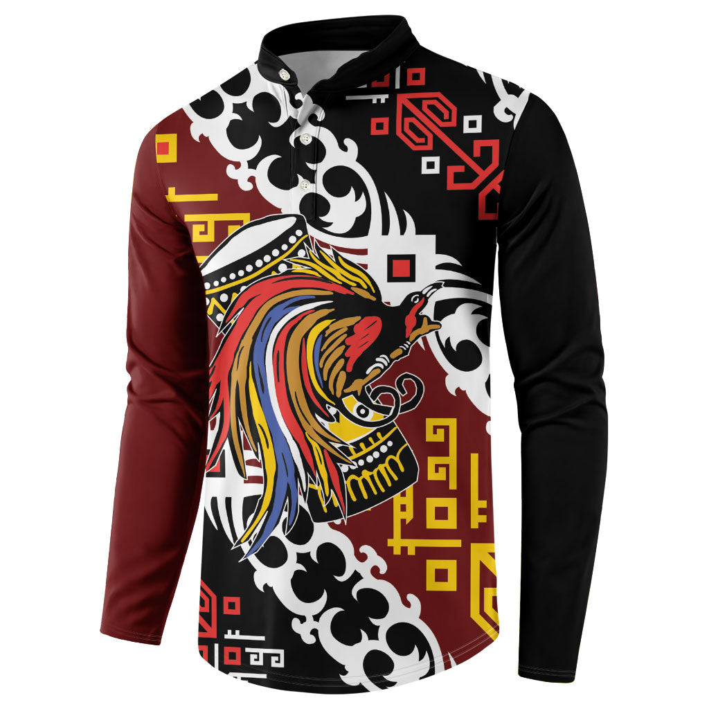 Personalised Papua New Guinea Bird Drum Button Sweatshirt Papuan Batik Motif