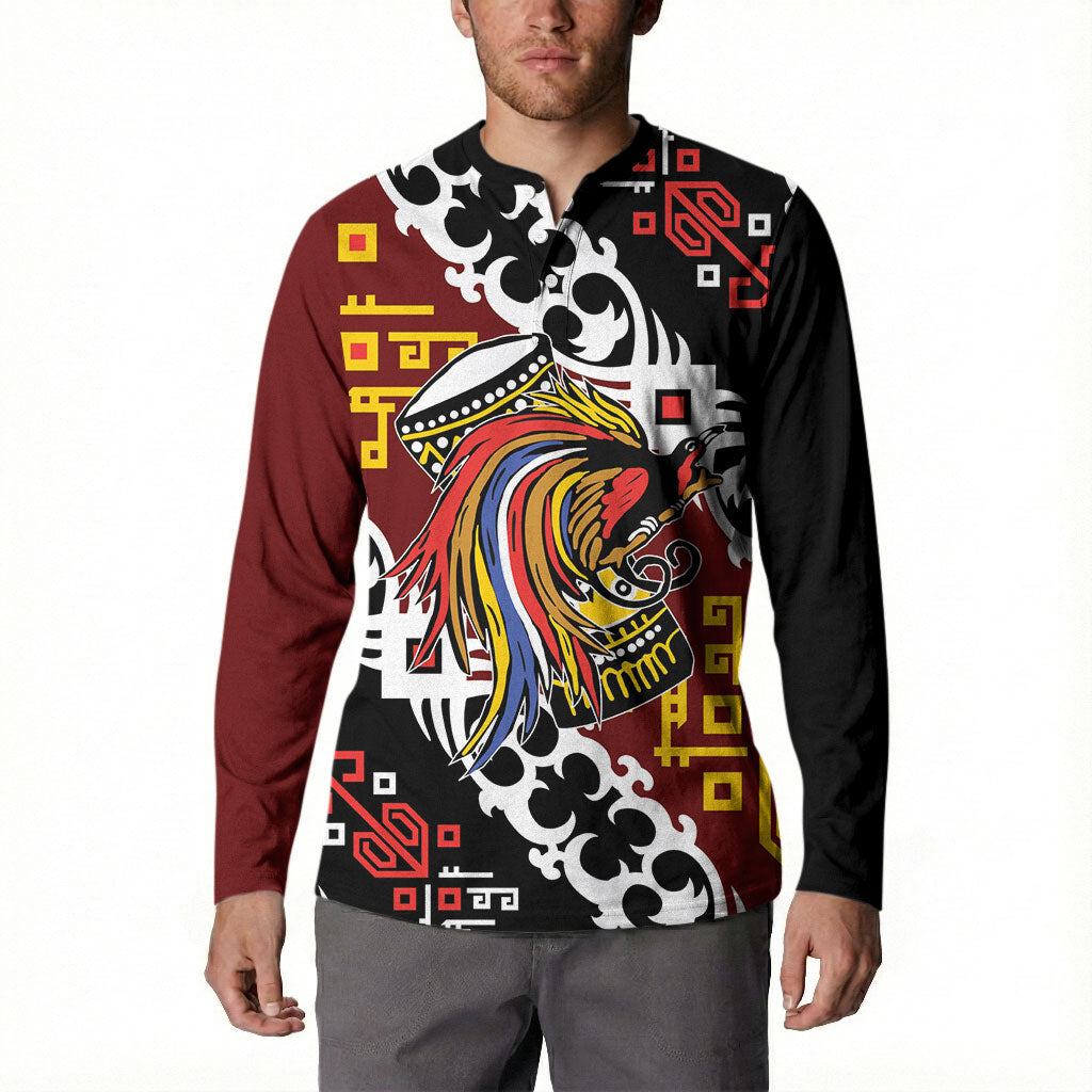 Personalised Papua New Guinea Bird Drum Button Sweatshirt Papuan Batik Motif