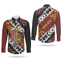 Personalised Papua New Guinea Bird Drum Couples Matching Summer Maxi Dress and Long Sleeve Button Shirt Papuan Batik Motif