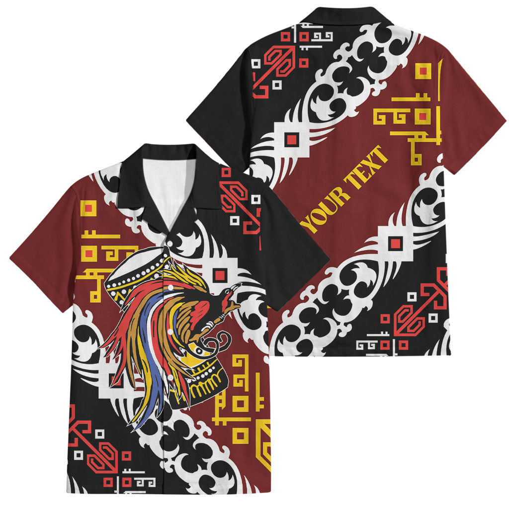 Personalised Papua New Guinea Bird Drum Family Matching Off Shoulder Maxi Dress and Hawaiian Shirt Papuan Batik Motif LT9 Dad's Shirt - Short Sleeve Black - Polynesian Pride
