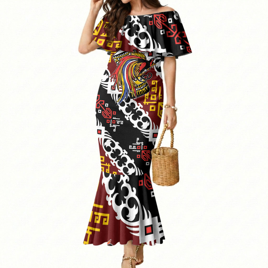 Personalised Papua New Guinea Bird Drum Mermaid Dress Papuan Batik Motif