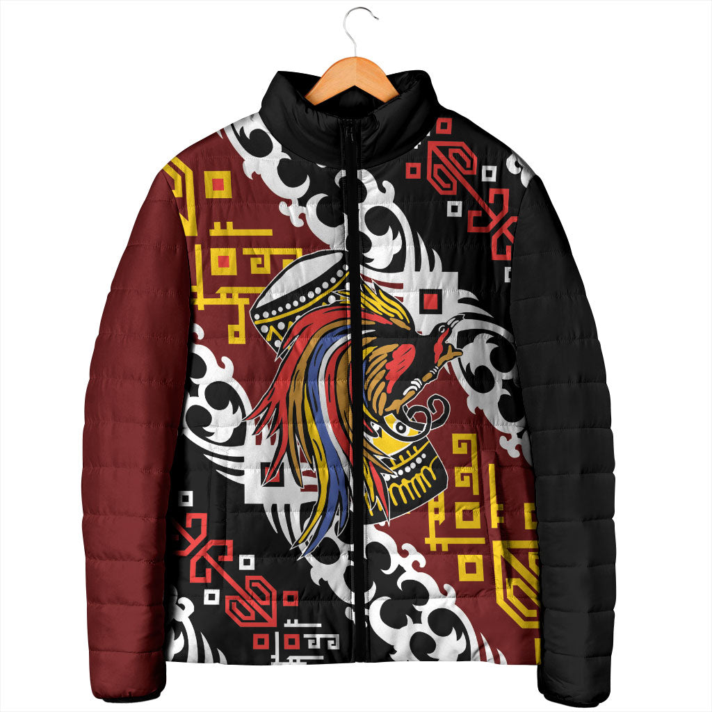 Personalised Papua New Guinea Bird Drum Padded Jacket Papuan Batik Motif