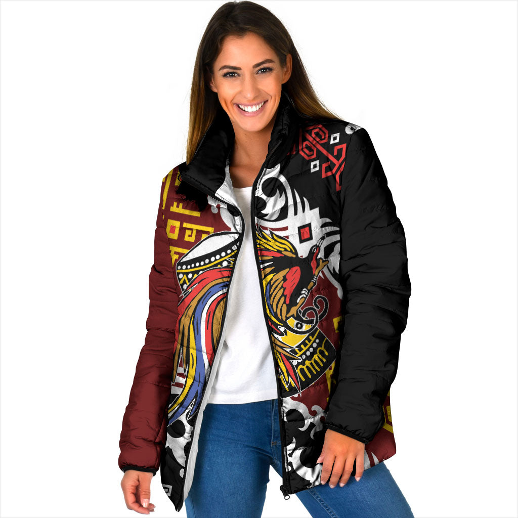 Personalised Papua New Guinea Bird Drum Padded Jacket Papuan Batik Motif