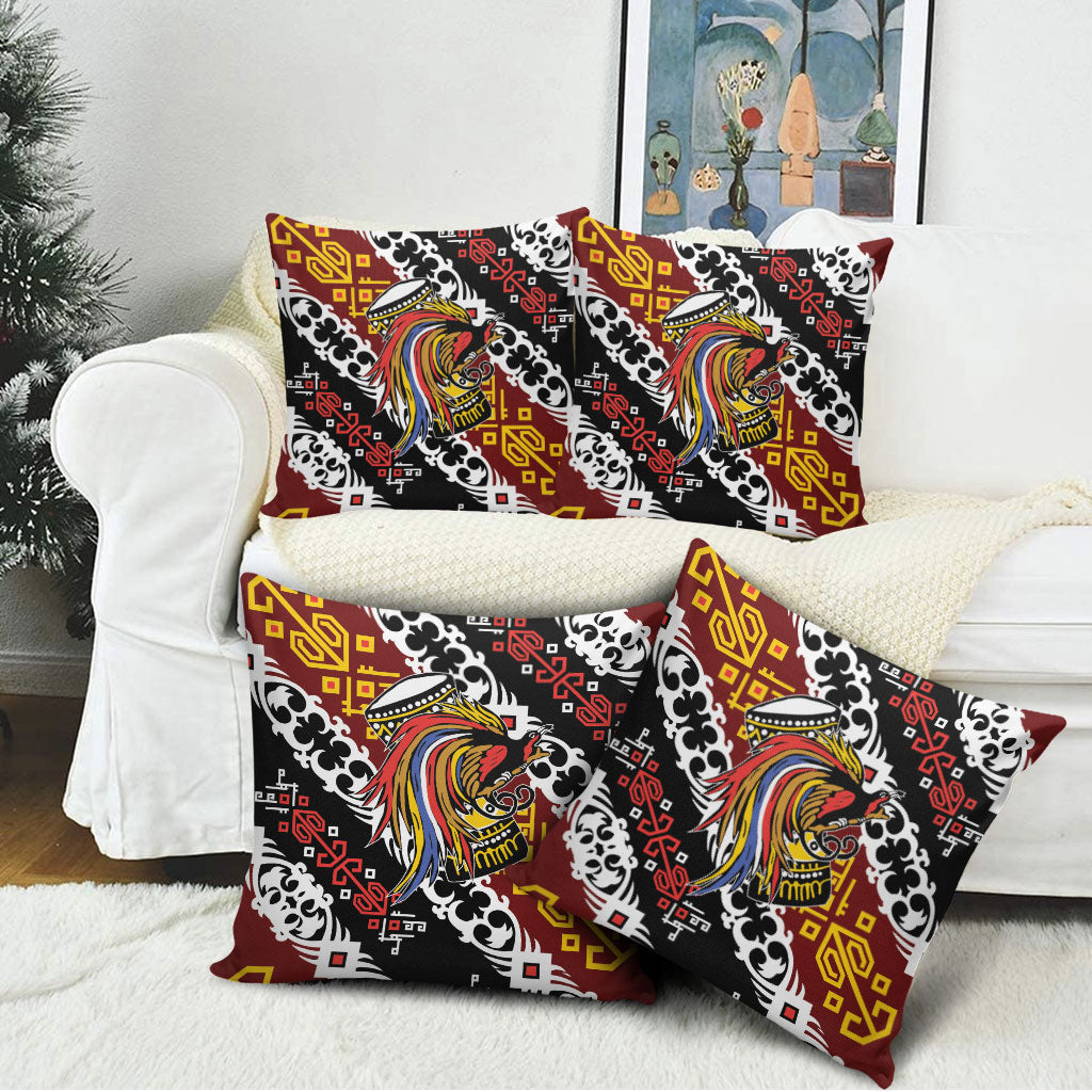 Papua New Guinea Bird Drum Pillow Cover Papuan Batik Motif