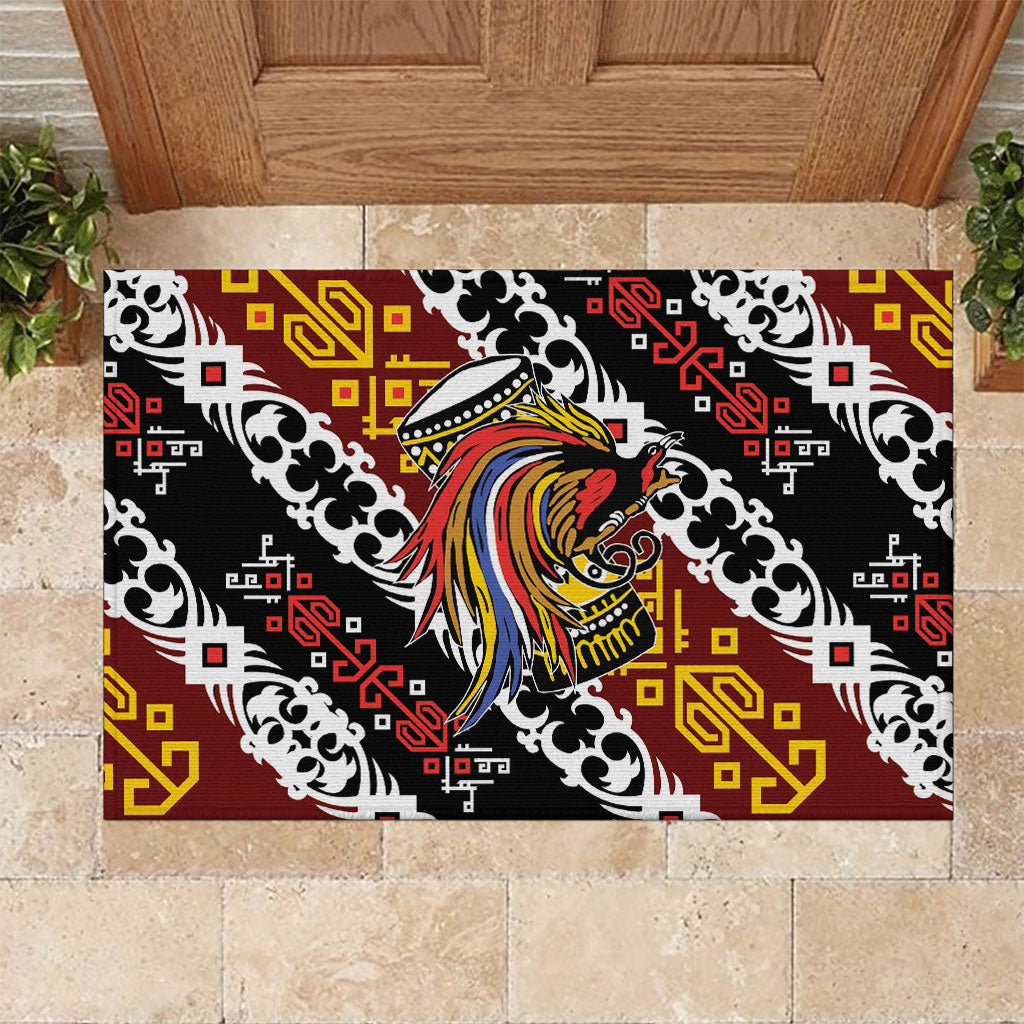 Papua New Guinea Bird Drum Rubber Doormat Papuan Batik Motif