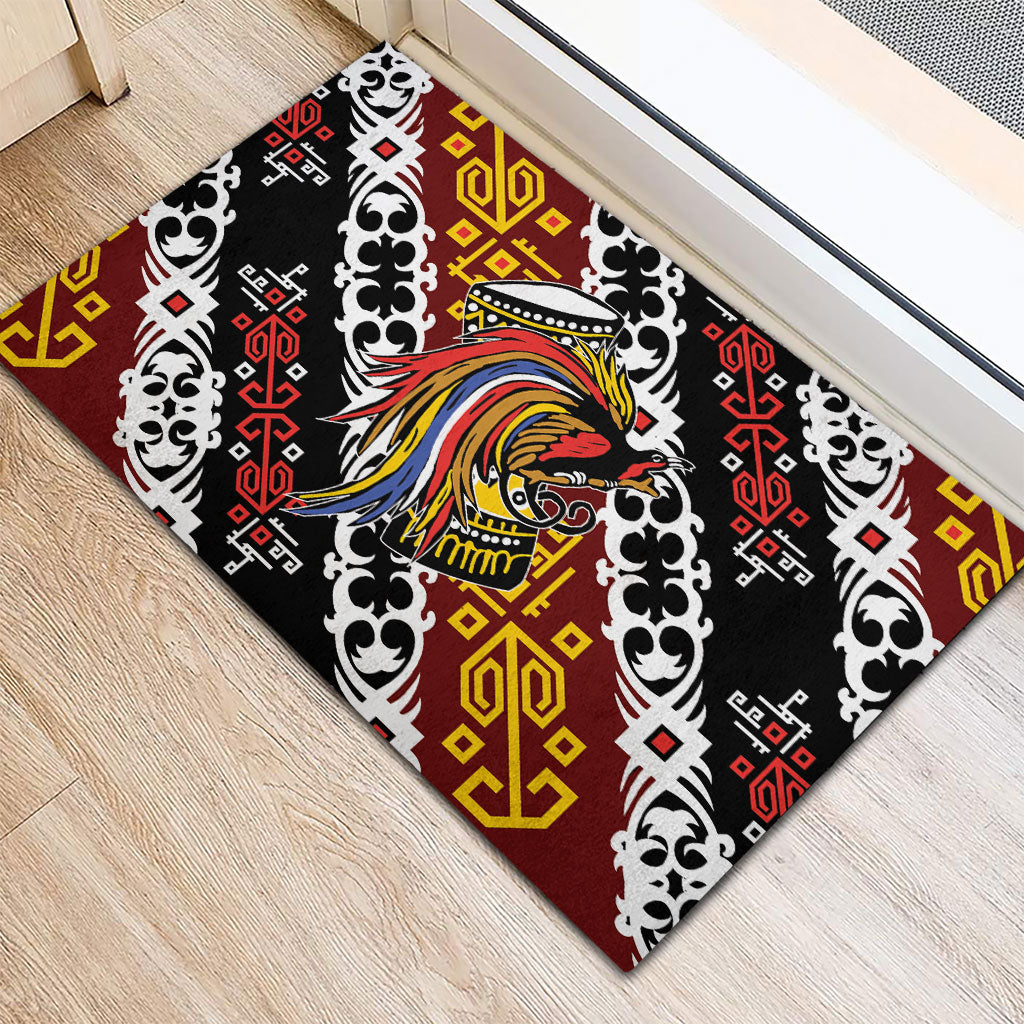 Papua New Guinea Bird Drum Rubber Doormat Papuan Batik Motif