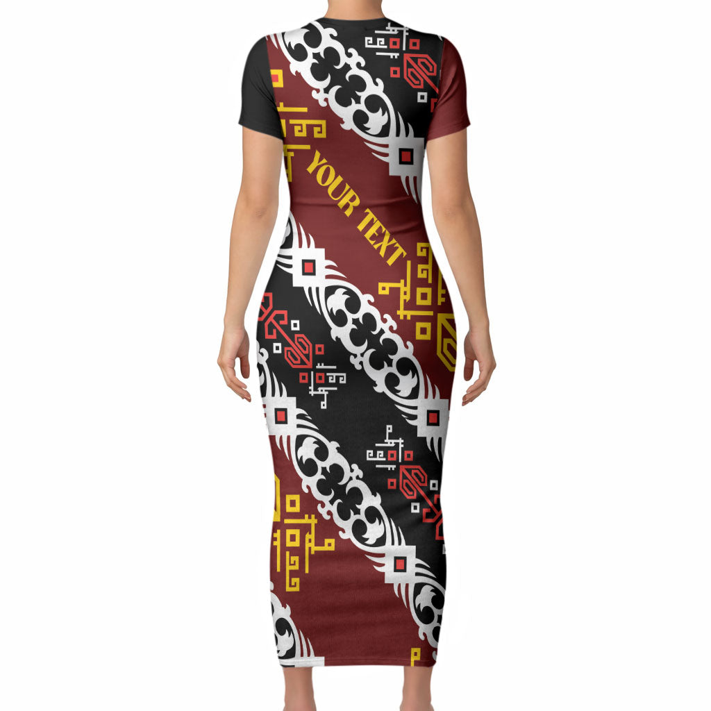 Personalised Papua New Guinea Bird Drum Short Sleeve Bodycon Dress Papuan Batik Motif