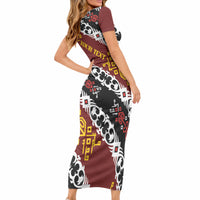 Personalised Papua New Guinea Bird Drum Short Sleeve Bodycon Dress Papuan Batik Motif