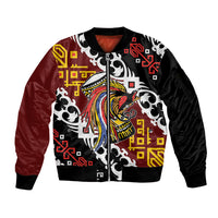 Personalised Papua New Guinea Bird Drum Sleeve Zip Bomber Jacket Papuan Batik Motif