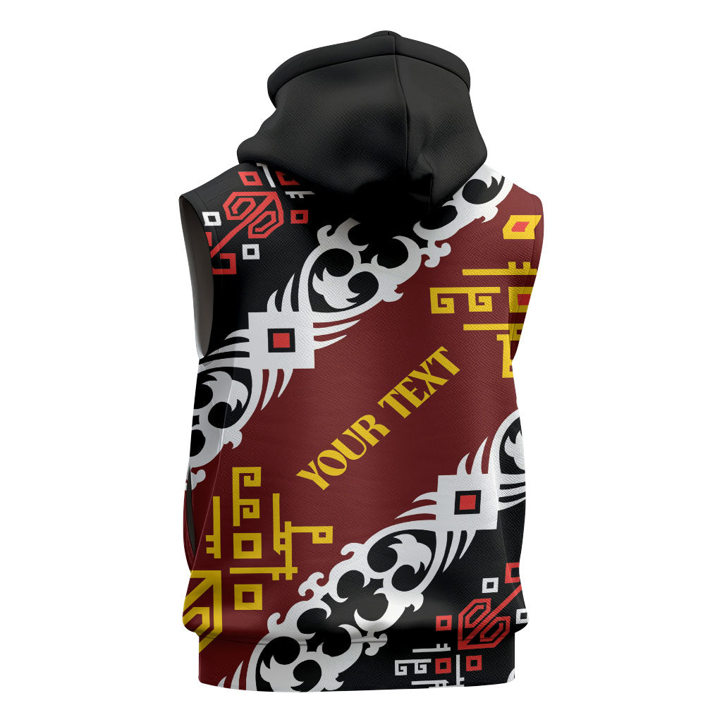 Personalised Papua New Guinea Bird Drum Sleeveless Zip Hoodie Papuan Batik Motif