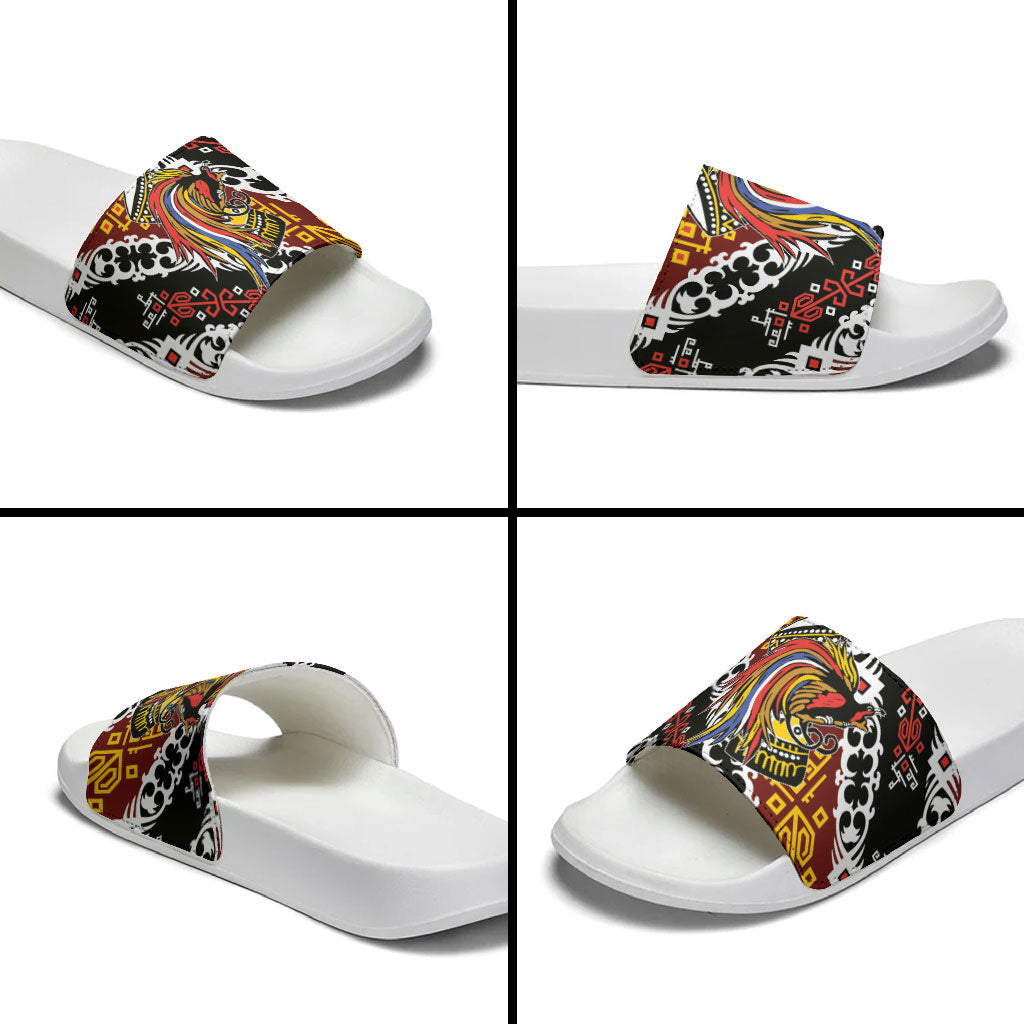 Papua New Guinea Bird Drum Slide Sandals Papuan Batik Motif