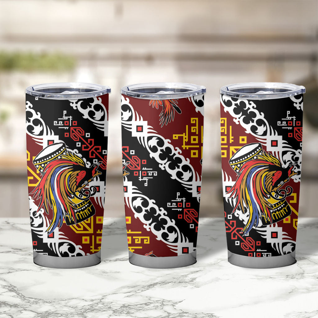 Papua New Guinea Bird Drum Tumbler Cup Papuan Batik Motif