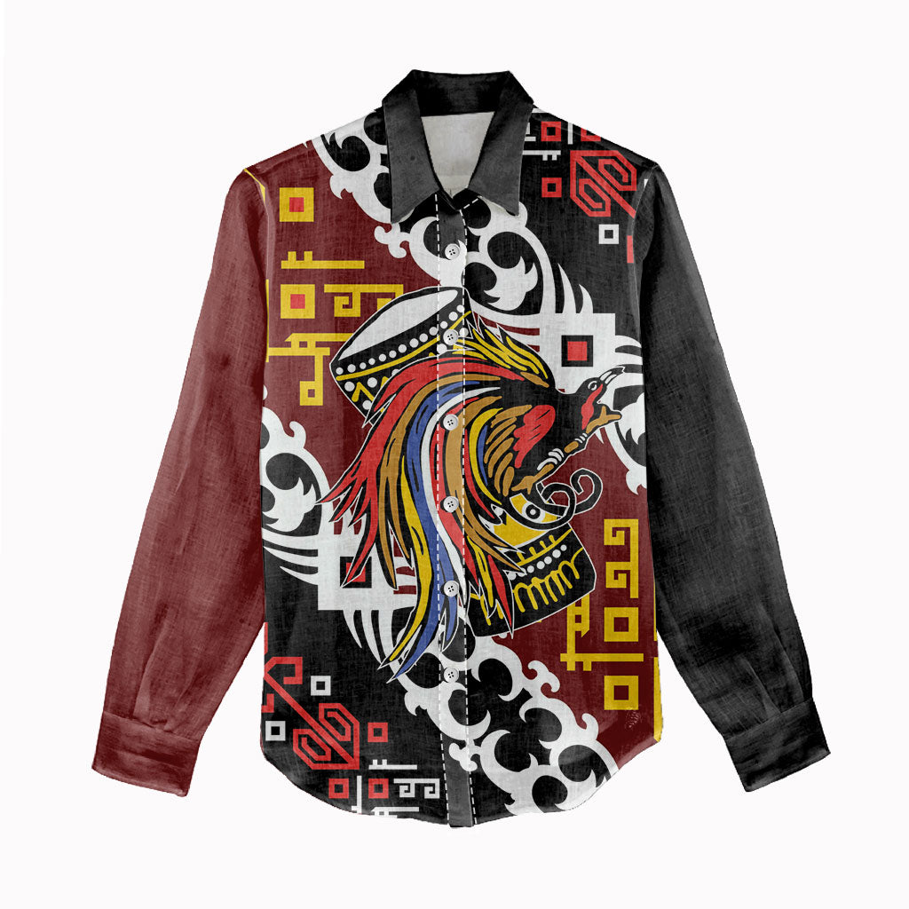 Personalised Papua New Guinea Bird Drum Women Casual Shirt Papuan Batik Motif