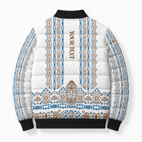 Personalised Papua New Guinea Bird Ethnic Bomber Puffer Jacket Papuan Batik Inspired Pattern