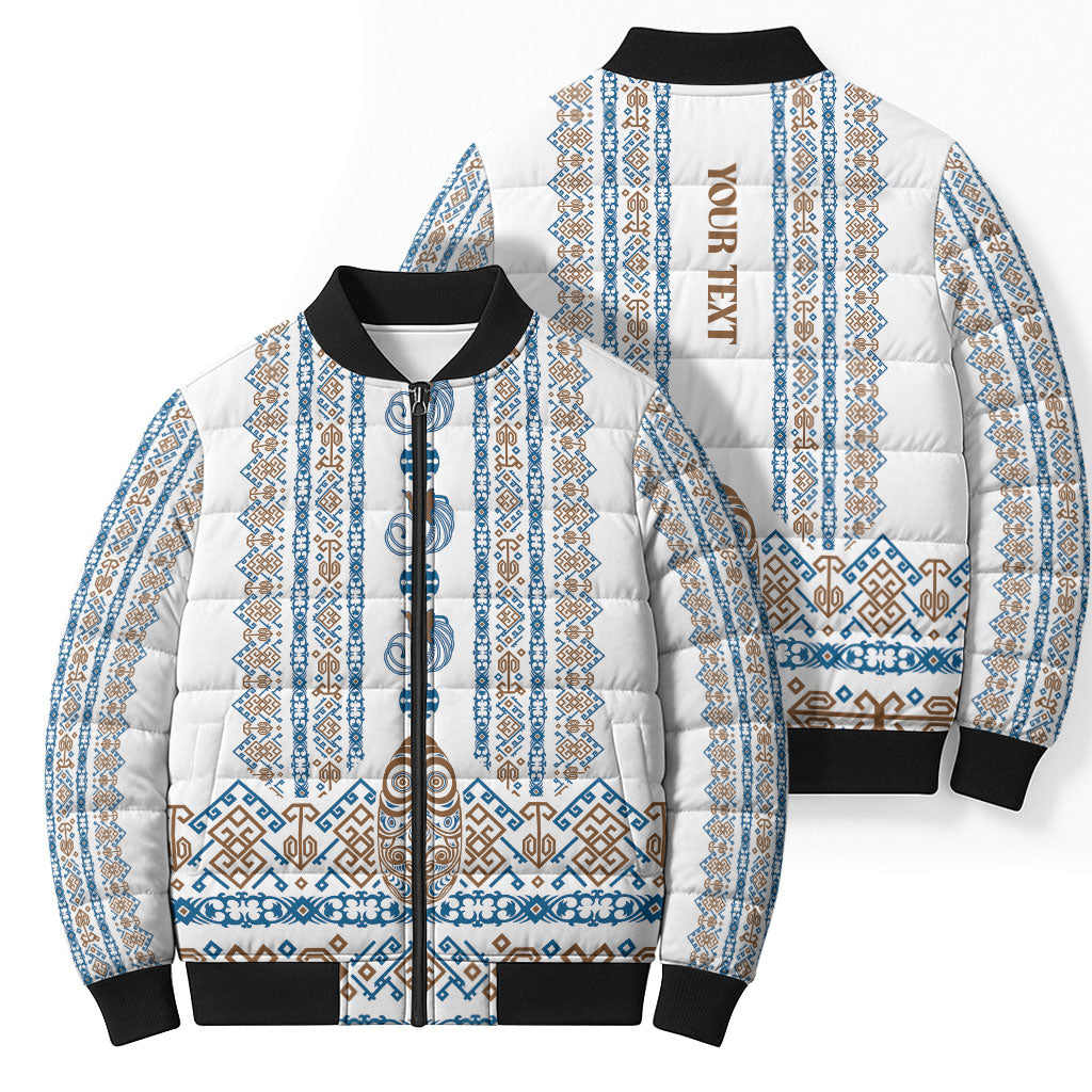 Personalised Papua New Guinea Bird Ethnic Bomber Puffer Jacket Papuan Batik Inspired Pattern
