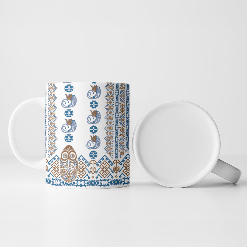 Papua New Guinea Bird Ethnic Ceramic Mug Papuan Batik Inspired Pattern