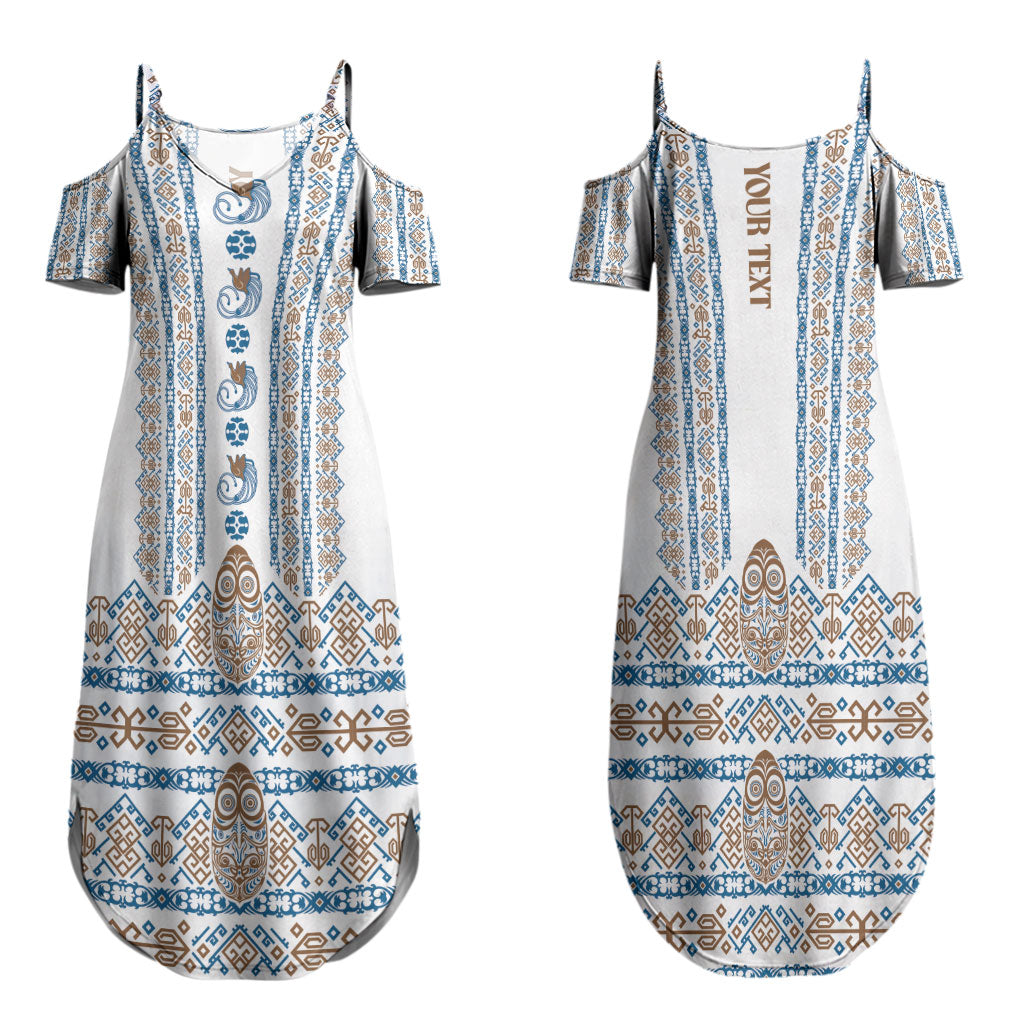 Personalised Papua New Guinea Bird Ethnic Couples Matching Summer Maxi Dress and Long Sleeve Button Shirt Papuan Batik Inspired Pattern