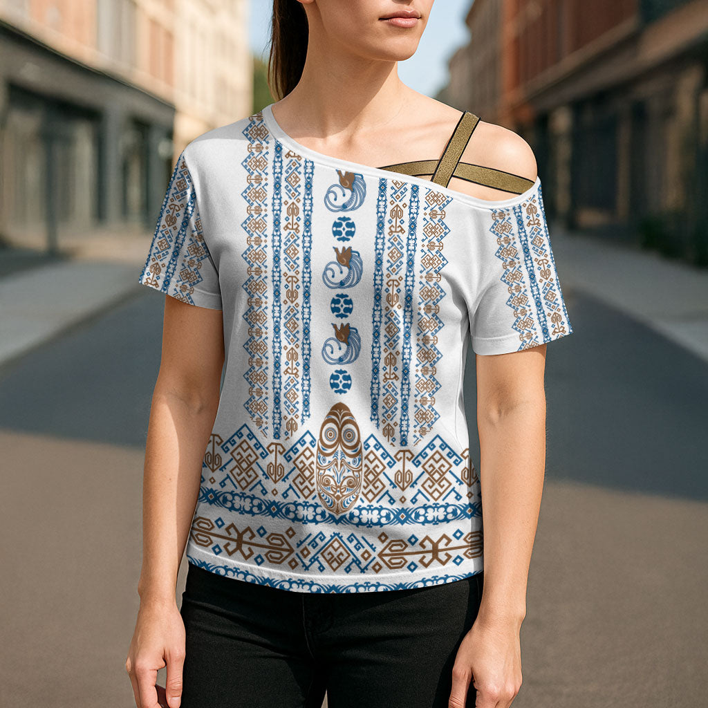 Personalised Papua New Guinea Bird Ethnic Cross Shoulder Shirt Papuan Batik Inspired Pattern