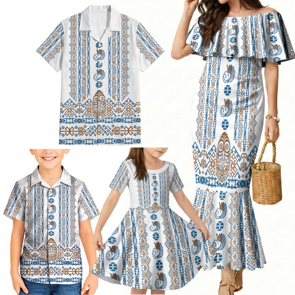 Personalised Papua New Guinea Bird Ethnic Family Matching Mermaid Dress and Hawaiian Shirt Papuan Batik Inspired Pattern LT9 - Polynesian Pride