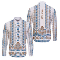 Personalised Papua New Guinea Bird Ethnic Family Matching Mermaid Dress and Hawaiian Shirt Papuan Batik Inspired Pattern LT9 Dad's Shirt - Long Sleeve White - Polynesian Pride