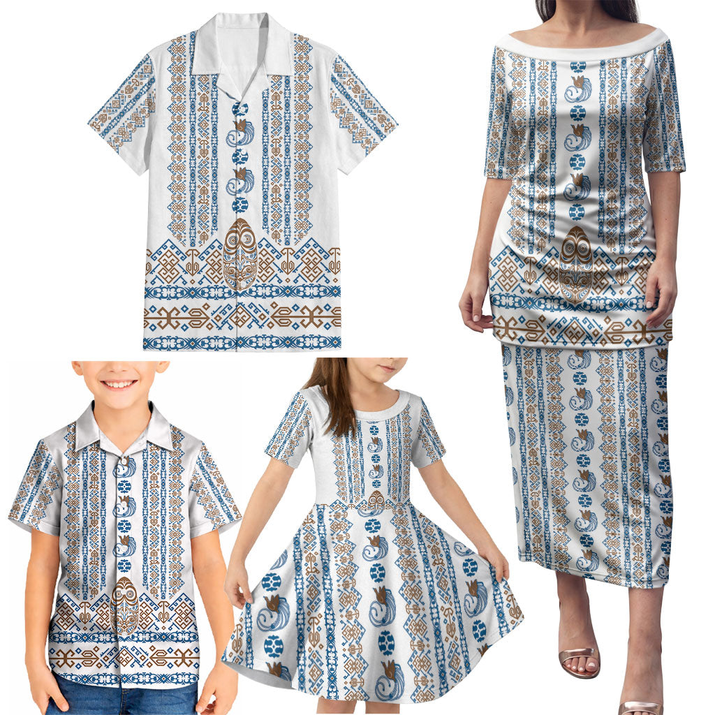 Personalised Papua New Guinea Bird Ethnic Family Matching Puletasi and Hawaiian Shirt Papuan Batik Inspired Pattern