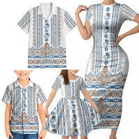 Personalised Papua New Guinea Bird Ethnic Family Matching Short Sleeve Bodycon Dress and Hawaiian Shirt Papuan Batik Inspired Pattern LT9 - Polynesian Pride