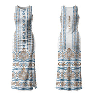 Personalised Papua New Guinea Bird Ethnic Family Matching Tank Maxi Dress and Hawaiian Shirt Papuan Batik Inspired Pattern LT9 Mom's Dress White - Polynesian Pride