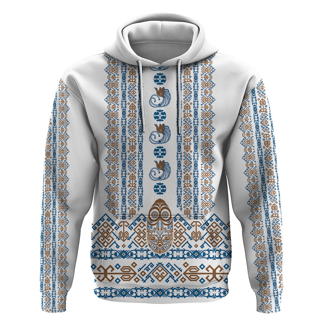 Personalised Papua New Guinea Bird Ethnic Hoodie Papuan Batik Inspired Pattern LT9 Pullover Hoodie White - Polynesian Pride