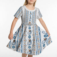 Personalised Papua New Guinea Bird Ethnic Kid Short Sleeve Dress Papuan Batik Inspired Pattern