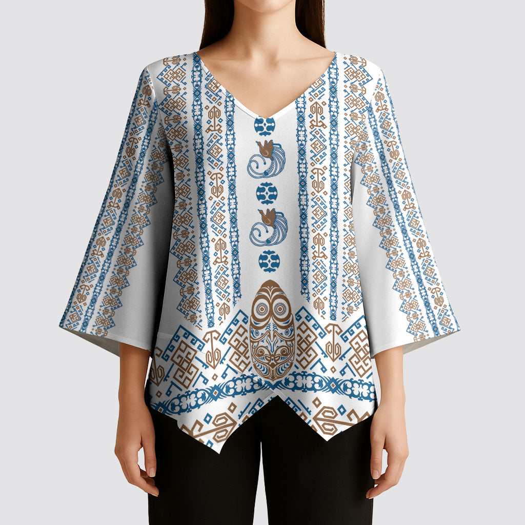 Personalised Papua New Guinea Bird Ethnic Kimono Sleeve Blouse Papuan Batik Inspired Pattern
