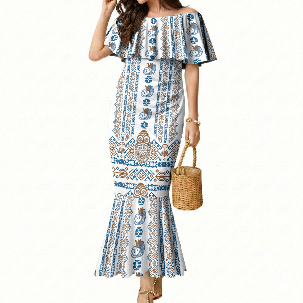 Personalised Papua New Guinea Bird Ethnic Mermaid Dress Papuan Batik Inspired Pattern