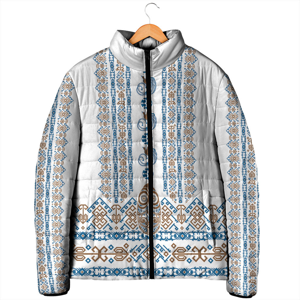 Personalised Papua New Guinea Bird Ethnic Padded Jacket Papuan Batik Inspired Pattern